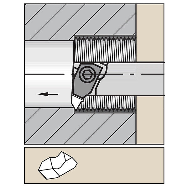 Indexable Thread Turning Tool Holder, 6 in L, Top Notch Insert Shape