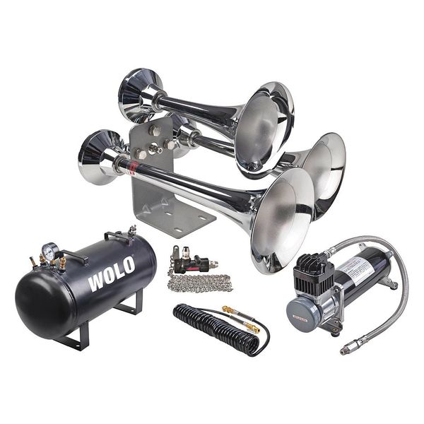 Train Horn, Pro Plus, 3 Trumpets, Chrome