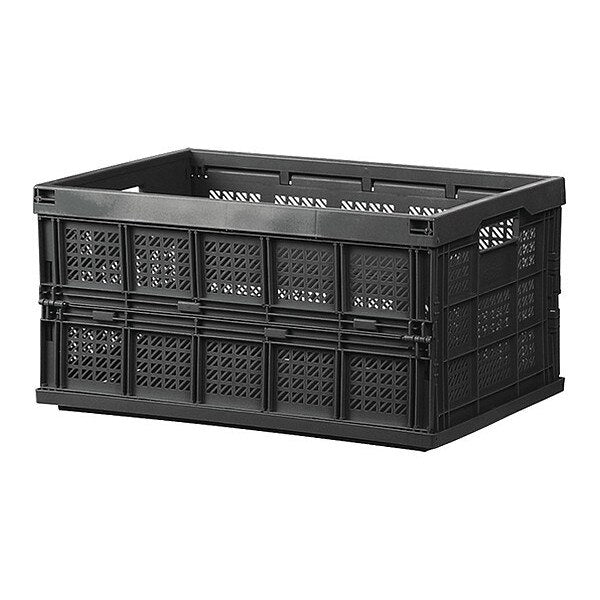 Folding Storage Bin, Black, Plastic, 12 1/8 in W, 9 3/8 in H