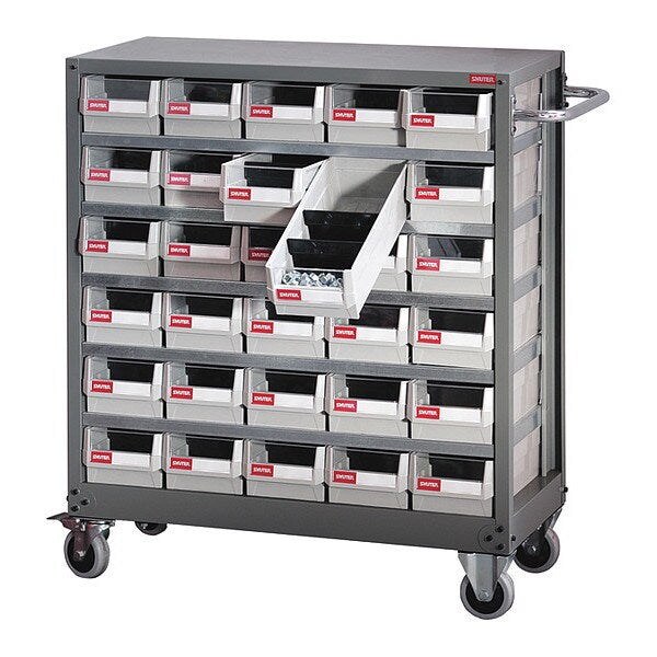 Parts Cabinet, Steel, 30 Bin Mobile