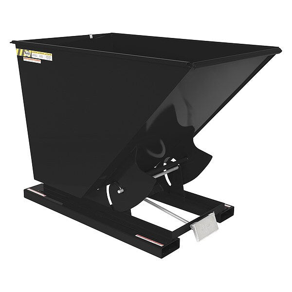 Heavy Duty Self-Dumping Hopper 1.5 Cubic Yard 6000 lb Black Semi Gloss