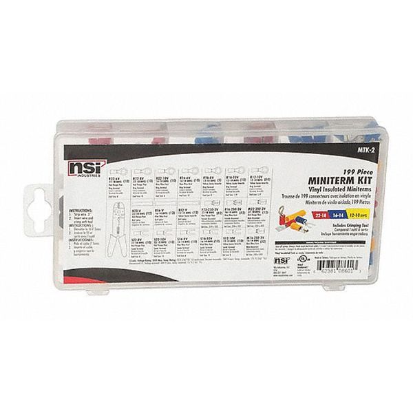 22-10 AWG Vinyl Wire Termination Kit 180 Piece w/Tool
