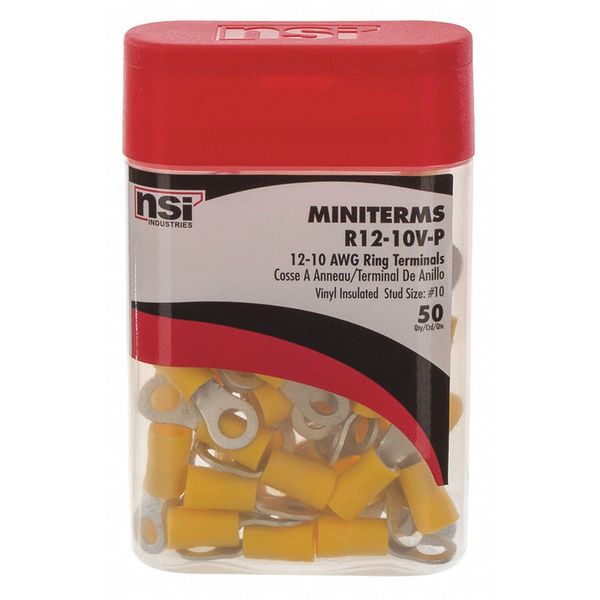12-10 AWG Vinyl Ring Terminal #10 Stud