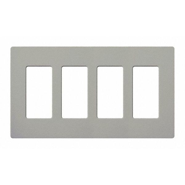 Designer Wall Plates, Number of Gangs: 4 Thermoset, Gloss Finish, Gray