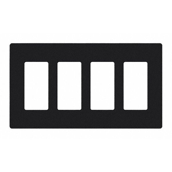 Designer Wall Plates, Number of Gangs: 4 Thermoset, Gloss Finish, Black