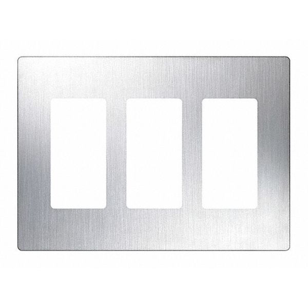 Designer Wall Plates, Number of Gangs: 3 Stainless Steel, Satin Finish, Stainless Steel