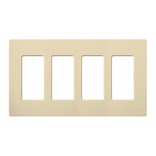 Designer Wall Plates, Number of Gangs: 4 Thermoset, Gloss Finish, Ivory