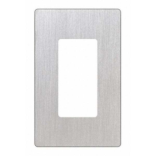 Designer Wall Plates, Number of Gangs: 1 Plastic, Satin Finish, Stainless Steel