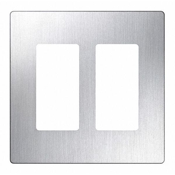 Designer Wall Plates, Number of Gangs: 2 Satin Finish, Stainless Steel
