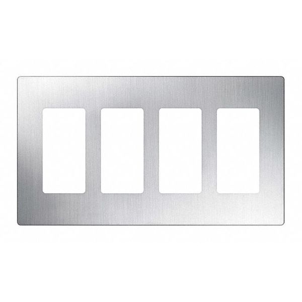 Designer Wall Plates, Number of Gangs: 4 Satin Finish, Stainless Steel