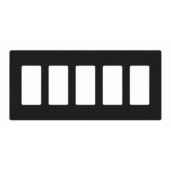 Designer Wall Plates, Number of Gangs: 5 Thermoset, Gloss Finish, Black