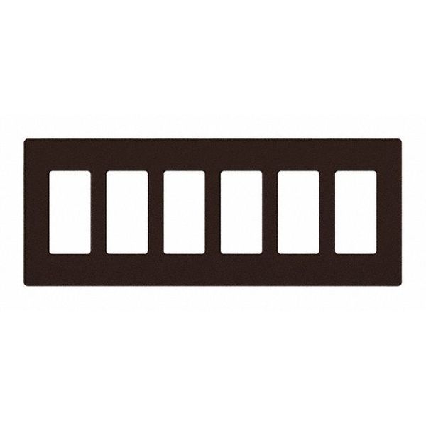 Designer Wall Plates, Number of Gangs: 6 Thermoset, Gloss Finish, Brown