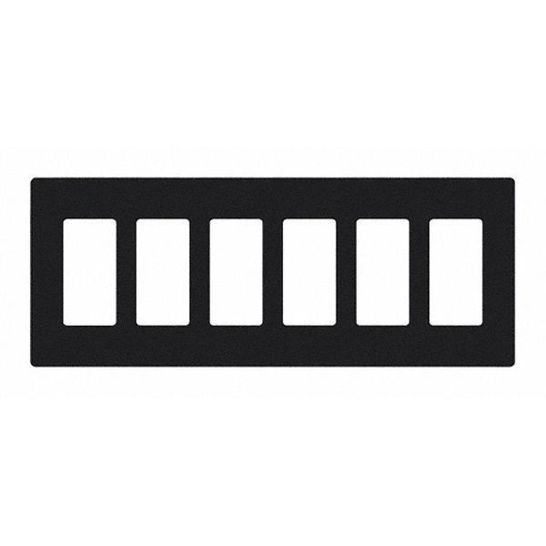 Designer Wall Plates, Number of Gangs: 6 Thermoset, Gloss Finish, Black