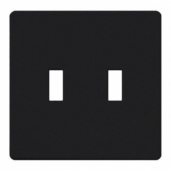 Traditional Fassada Wall Plates, Number of Gangs: 2 Gloss Finish, Black
