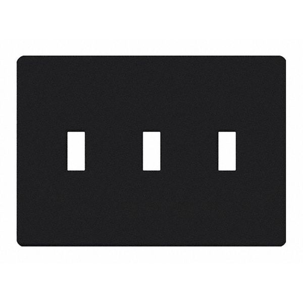Traditional Fassada Wall Plates, Number of Gangs: 3 Gloss Finish, Black