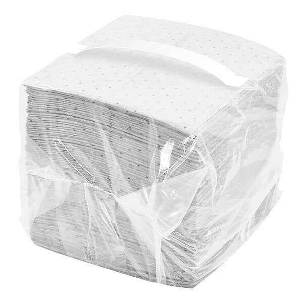 Sorbents, 24 gal. Oil Absorbed, White, Polypropylene, 100 PK