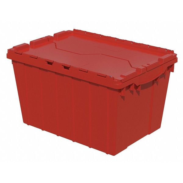 Red Attached Lid Container, Plastic, Steel Hinge