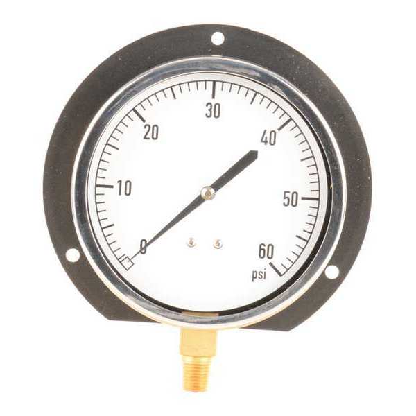 Pressure Gauge, 0 to 60 psi, 1/4 in MNPT, Plastic, Black