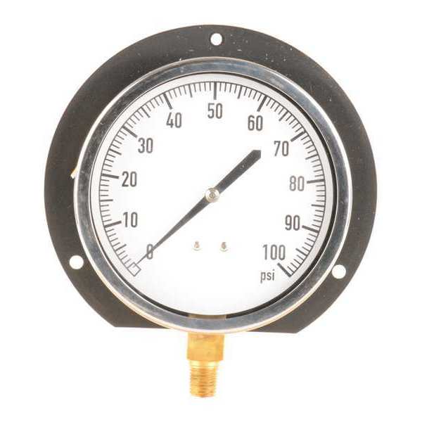 Pressure Gauge, 0 to 100 psi, 1/4 in MNPT, Plastic, Black