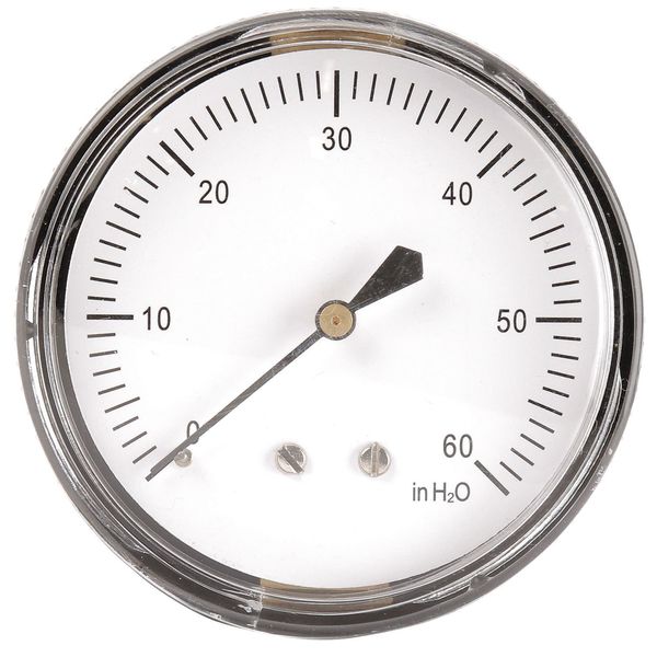 Pressure Gauge, 0 to 60 in wc, 1/4 in MNPT, Steel, Black