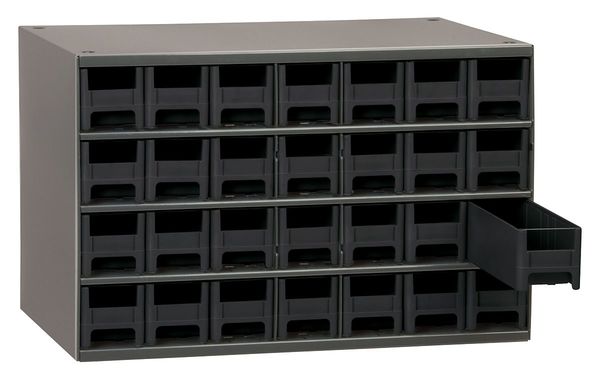 Drawer Bin Cabinet with 28 Drawers, Steel, Polystyrene, 17 in W x 11 in H x 11 in D