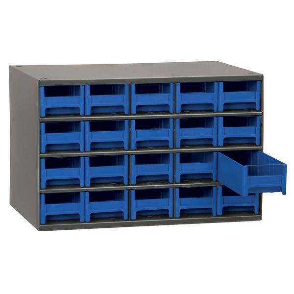 Drawer Bin Cabinet with 20 Drawers, Steel, Polystyrene, 17 in W x 11 in H x 11 in D