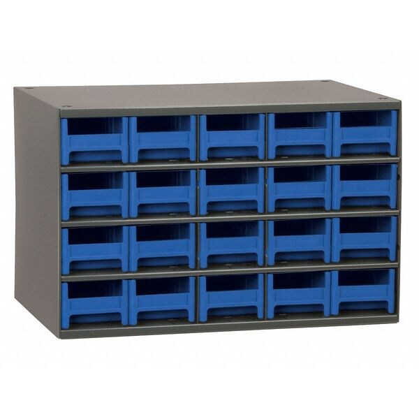 Drawer Bin Cabinet with 20 Drawers, Steel, Polystyrene, 17 in W x 11 in H x 11 in D