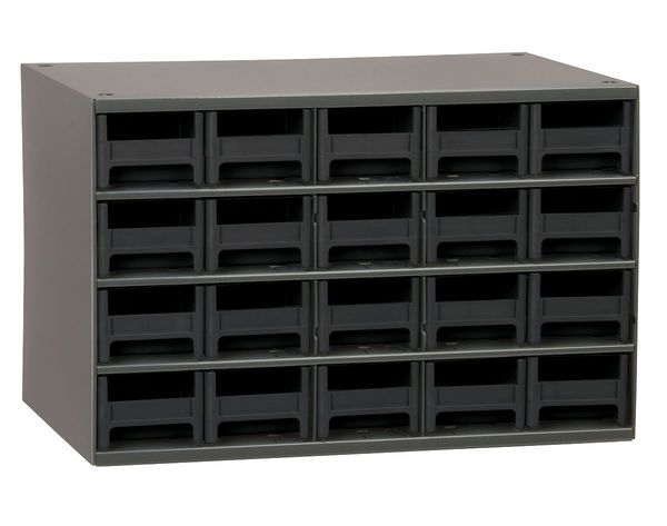 Drawer Bin Cabinet with 20 Drawers, Steel, Polystyrene, 17 in W x 11 in H x 11 in D