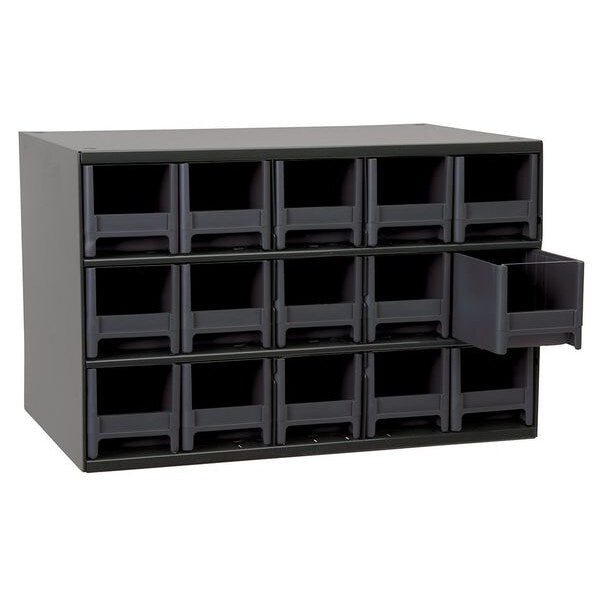 Drawer Bin Cabinet with 15 Drawers, Steel, Polystyrene, 17 in W x 11 in H x 11 in D