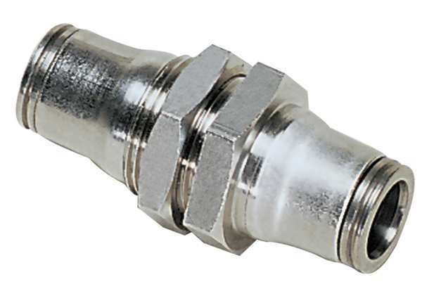 Nickel Plated Brass Bulkhead Union, 15/32 in Tube Size