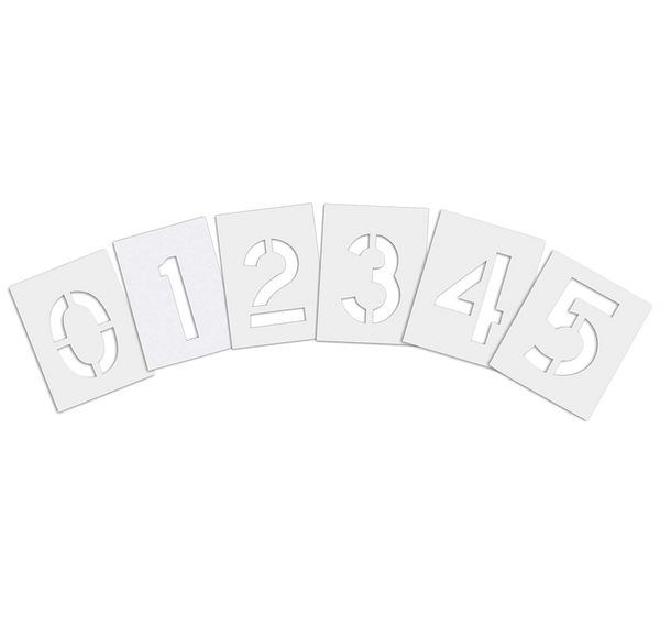 Pavement Stencil, 4 in, Number Kit, 1/16