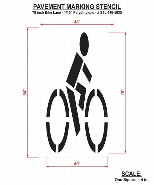 Pavement Stencil, 78 in, Bike Lane, 1/16
