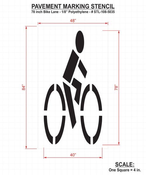 Pavement Stencil, 78 in, Bike Lane, 1/8