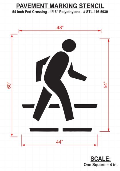 Pavement Stencil, 54 in, Ped Crossing1/16