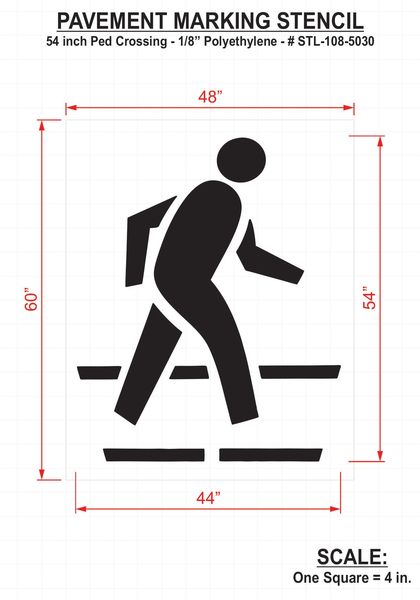 Pavement Stencil, 54 in, Ped Crossing, 1/8