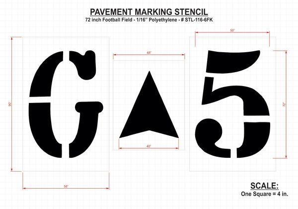 Athletic Stencil, Football, 72 in, 1/16