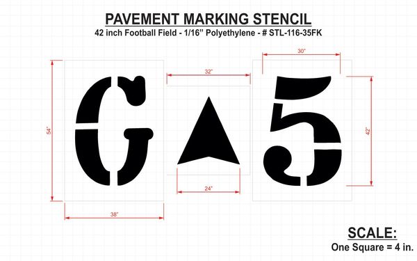 Athletic Stencil, Football, 42 in, 1/16
