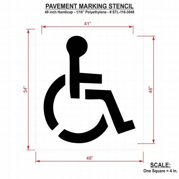 Pavement Stencil, 48 in, Handicap, 1/16, STL-116-3048
