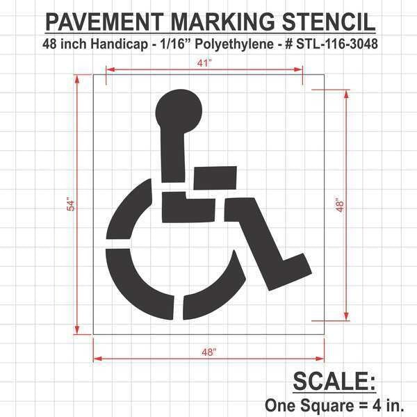 Pavement Stencil, 48 in, Handicap, 1/16, STL-116-3048