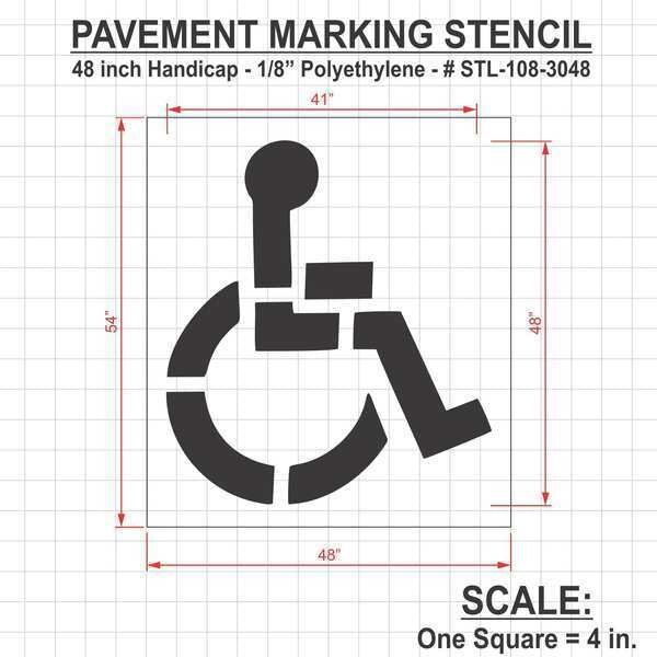 Pavement Stencil, 48 in, Handicap, 1/8, STL-108-3048