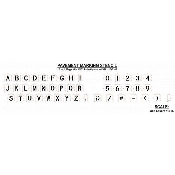 Pavement Stencil, 10 in, Mega Kit, 1/16