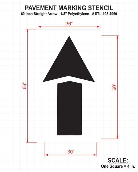 Pavement Stencil, 60 in, Strght Arrow, 1/8