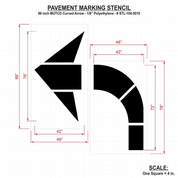 Pavement Stencil, MUTCD Curved Arrow, 1/8