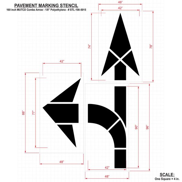 Pavement Stencil, MUTCD Combo Arrow, 1/8