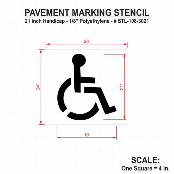 Pavement Stencil, 21 in, Handicap, 1/8