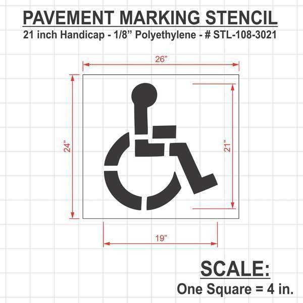 Pavement Stencil, 21 in, Handicap, 1/8