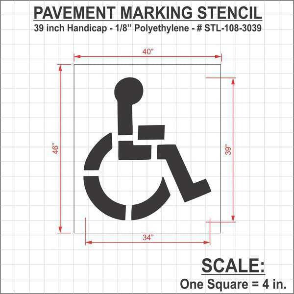 Pavement Stencil, 39 in, Handicap, 1/8
