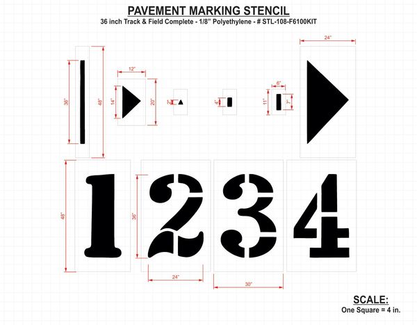 Athletic Stencil, Track & Field, 36in, 1/8