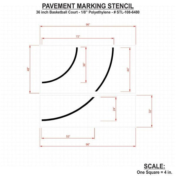 Athletic Stencil, Basketball, 36 in, 1/8