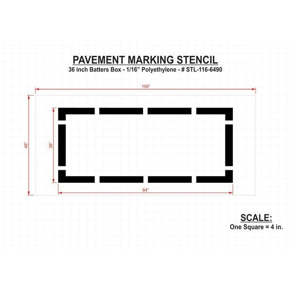 Athletic Stencil, Batters Box, 36 in, 1/16